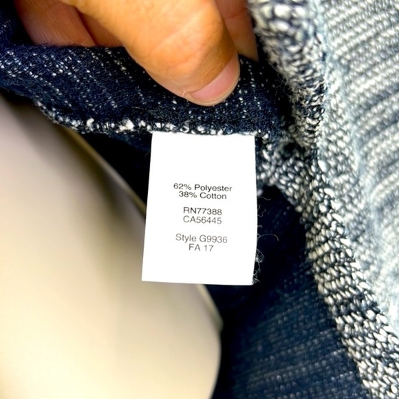 Madewell - Navy & White Tweed Mock-neck Long Sleeve Textured Top Size XS - Picture 6 of 10